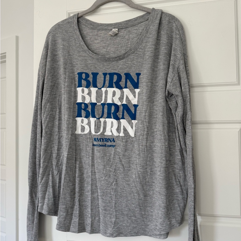 Burn Boot Camp Gray Long Sleeve Soft Ribbed Tee